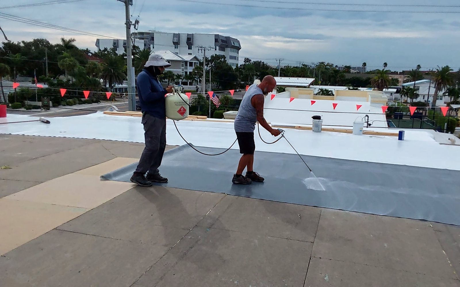 Providential crew at work on a commercial flat roof
